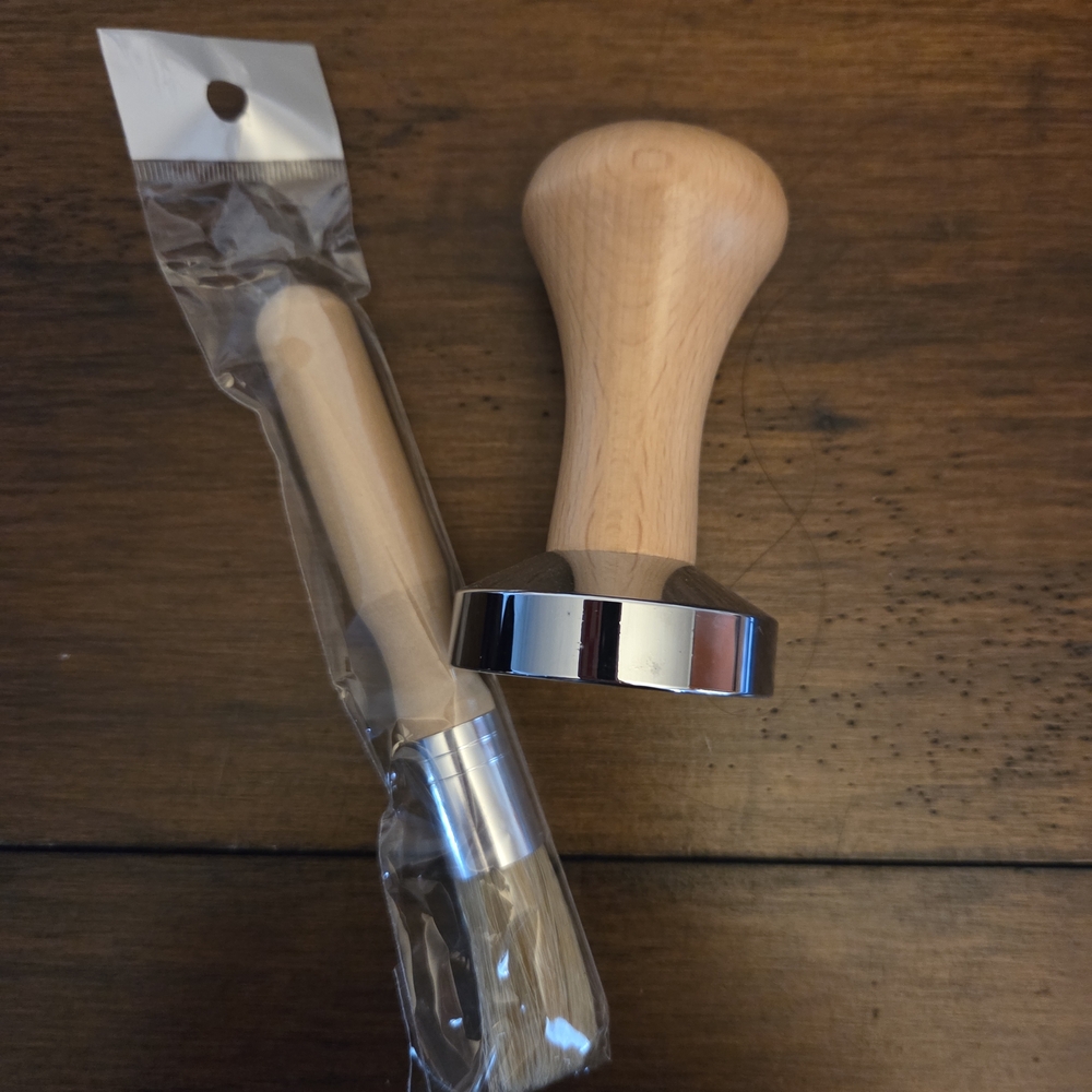 Wooden Coffee Tamper with Silver Base